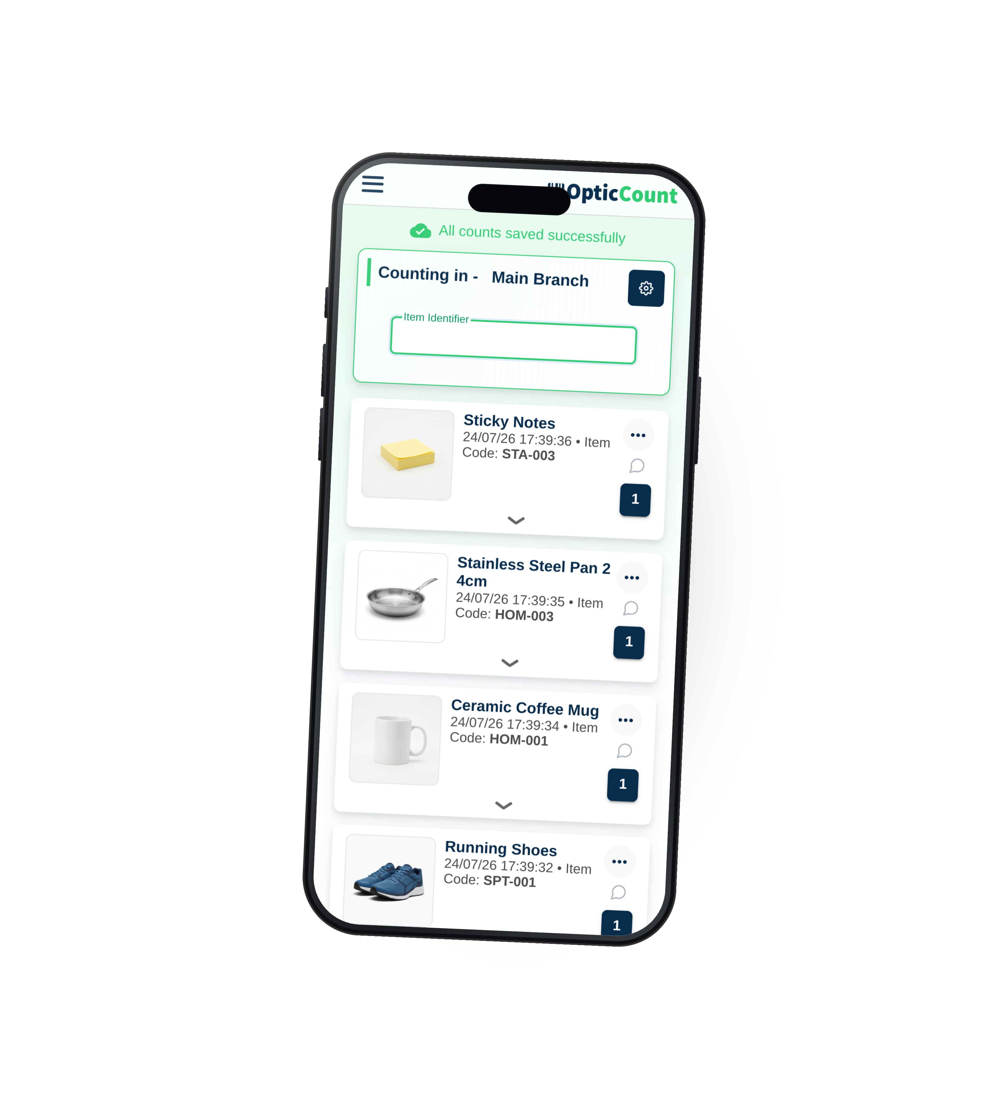 Counting screen on a smartphone